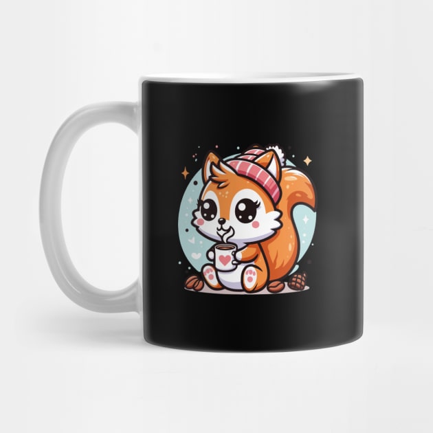 Cute Squirrel Girl Drinking Coffee by Coolthings